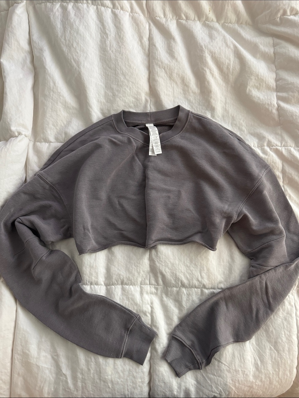 ALO Yoga Cropped Crew Sweatshirt in Charcoal Gray